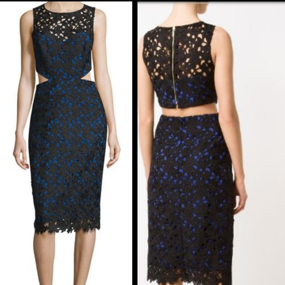 Nicole Miller Guipure Lace Cut-out Dress